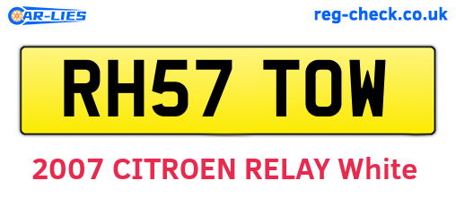 RH57TOW are the vehicle registration plates.