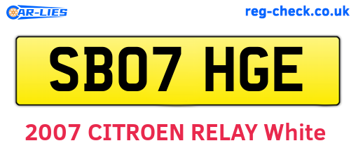 SB07HGE are the vehicle registration plates.