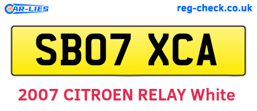 SB07XCA are the vehicle registration plates.