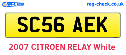 SC56AEK are the vehicle registration plates.