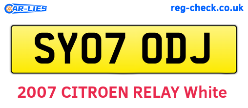 SY07ODJ are the vehicle registration plates.