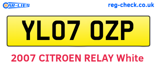 YL07OZP are the vehicle registration plates.