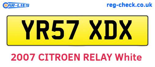 YR57XDX are the vehicle registration plates.
