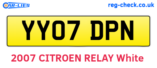 YY07DPN are the vehicle registration plates.