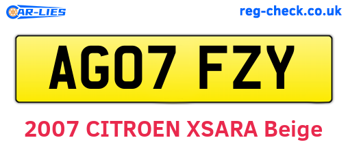 AG07FZY are the vehicle registration plates.