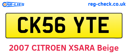 CK56YTE are the vehicle registration plates.