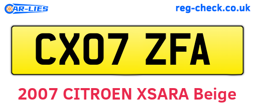 CX07ZFA are the vehicle registration plates.