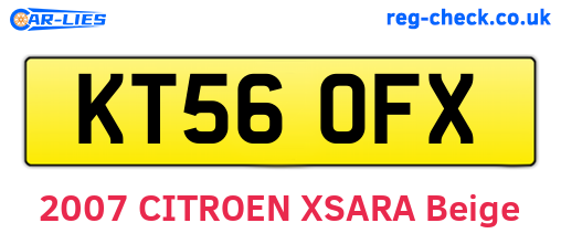 KT56OFX are the vehicle registration plates.