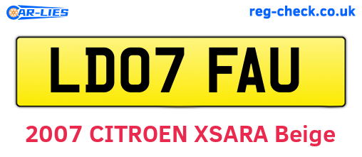 LD07FAU are the vehicle registration plates.
