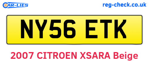 NY56ETK are the vehicle registration plates.