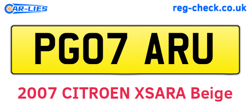PG07ARU are the vehicle registration plates.