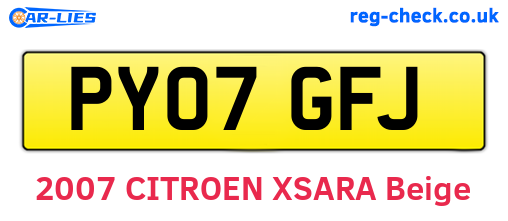 PY07GFJ are the vehicle registration plates.