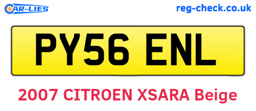 PY56ENL are the vehicle registration plates.