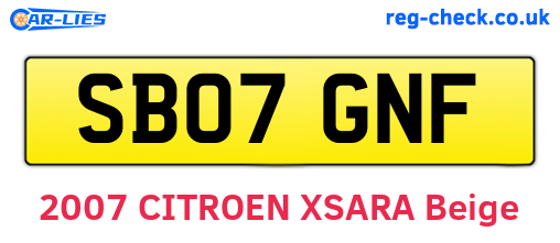 SB07GNF are the vehicle registration plates.