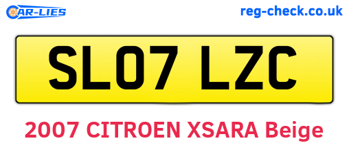 SL07LZC are the vehicle registration plates.