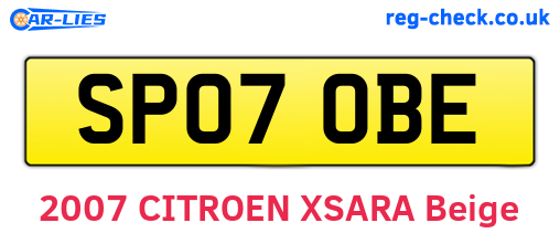 SP07OBE are the vehicle registration plates.