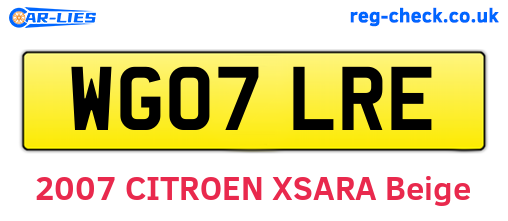 WG07LRE are the vehicle registration plates.