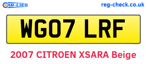 WG07LRF are the vehicle registration plates.