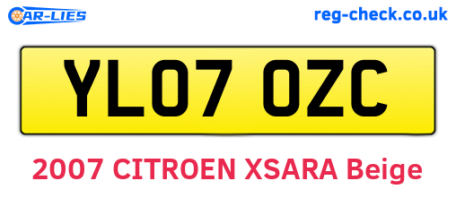 YL07OZC are the vehicle registration plates.