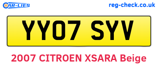 YY07SYV are the vehicle registration plates.