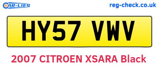 HY57VWV are the vehicle registration plates.