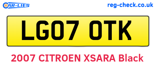 LG07OTK are the vehicle registration plates.