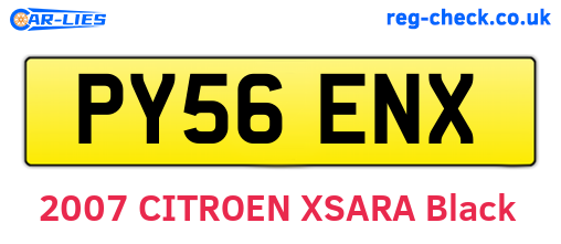PY56ENX are the vehicle registration plates.