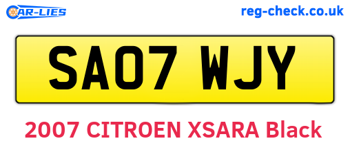 SA07WJY are the vehicle registration plates.