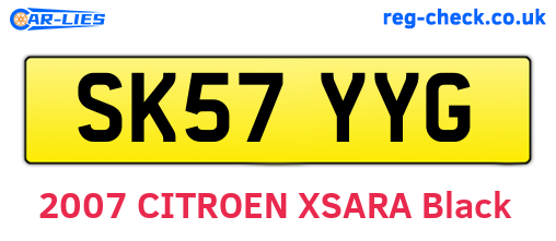 SK57YYG are the vehicle registration plates.