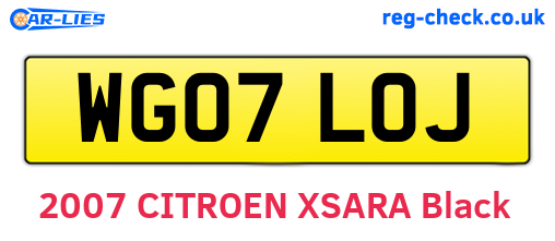 WG07LOJ are the vehicle registration plates.