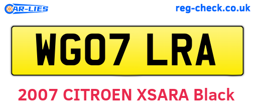 WG07LRA are the vehicle registration plates.