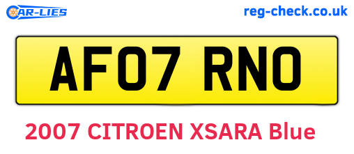 AF07RNO are the vehicle registration plates.