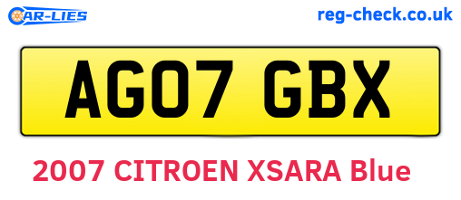 AG07GBX are the vehicle registration plates.