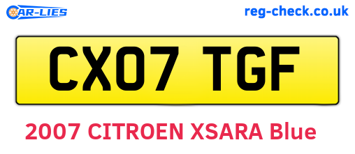 CX07TGF are the vehicle registration plates.