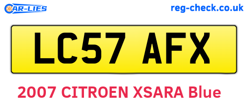 LC57AFX are the vehicle registration plates.