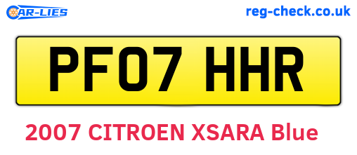 PF07HHR are the vehicle registration plates.