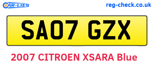 SA07GZX are the vehicle registration plates.