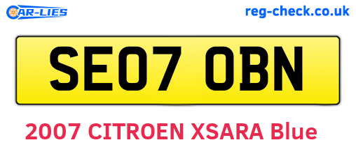 SE07OBN are the vehicle registration plates.