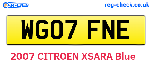 WG07FNE are the vehicle registration plates.