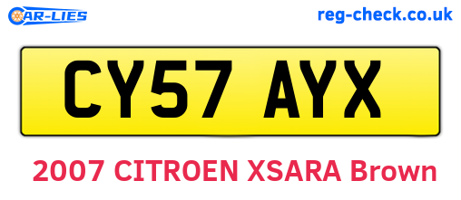 CY57AYX are the vehicle registration plates.
