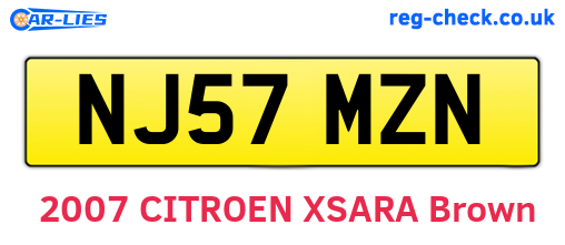 NJ57MZN are the vehicle registration plates.