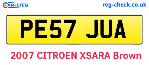 PE57JUA are the vehicle registration plates.