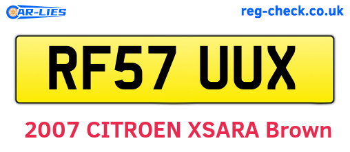 RF57UUX are the vehicle registration plates.