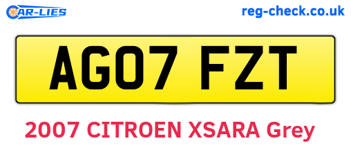 AG07FZT are the vehicle registration plates.