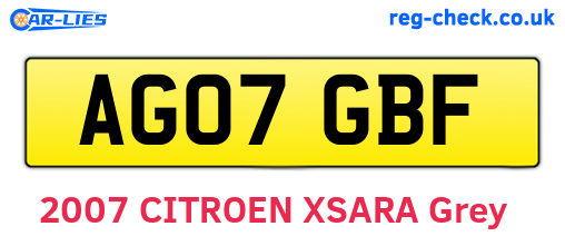 AG07GBF are the vehicle registration plates.