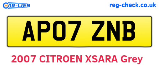 AP07ZNB are the vehicle registration plates.