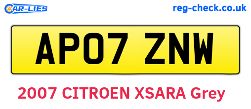 AP07ZNW are the vehicle registration plates.