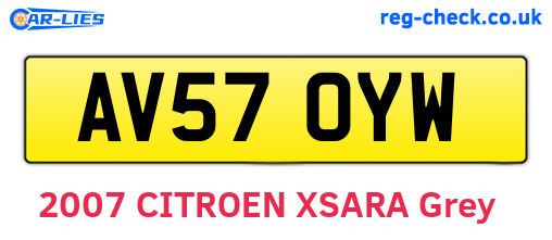 AV57OYW are the vehicle registration plates.