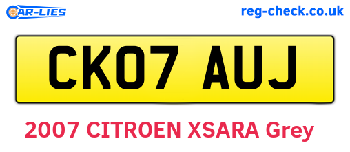CK07AUJ are the vehicle registration plates.