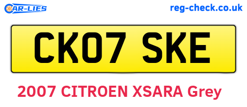 CK07SKE are the vehicle registration plates.